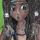 The Walking Dead Michonne & Pet Walkers Anime Art Original Sketch Card Drawing ACEO PSC 1/1 by Maia