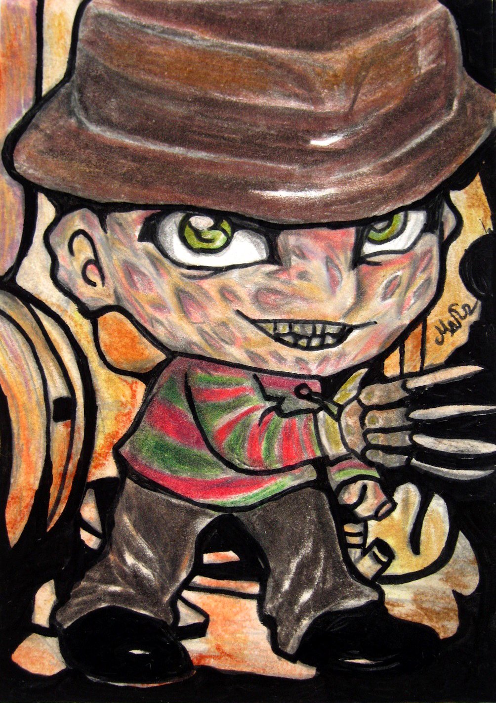 Nightmare on Elm Street Freddy Krueger Japanese Anime Original Sketch ...