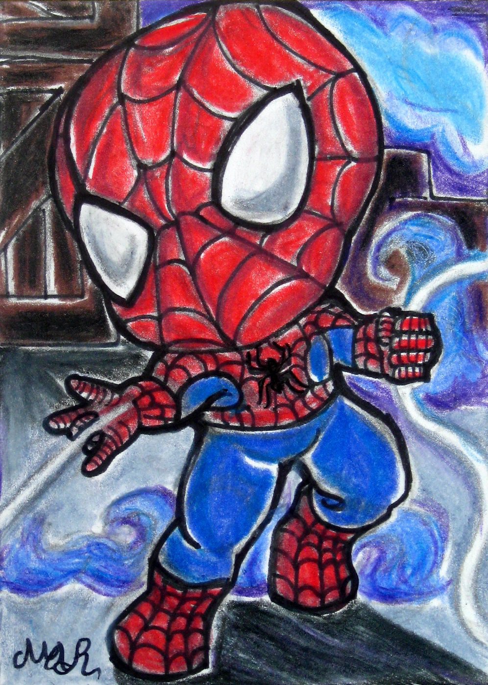 Marvel Spider Man Japanese Anime Original Art Sketch Card Drawing ACEO PSC 1/1 Maia