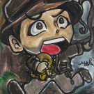 Indiana Jones Raider of the Lost Ark Anime Art Original Sketch Card Drawing ACEO PSC 1/1 by Maia