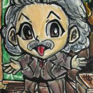 Scientist Albert Einstein Japanese Anime Art Original Sketch Card Drawing ACEO PSC 1/1 by Maia