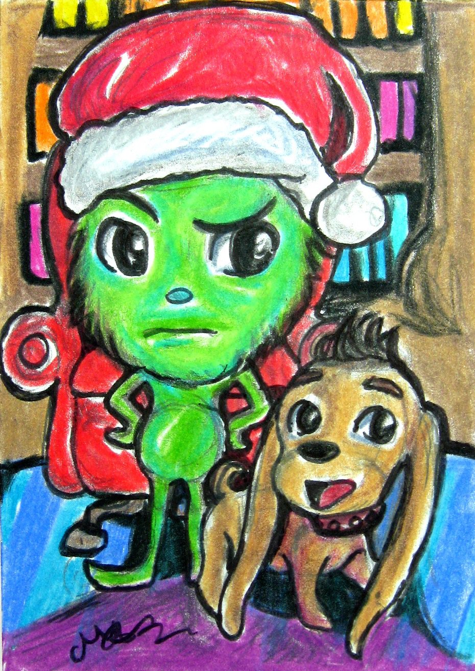 Dr Seuss The Grinch Christmas Holiday Classic Original Art Sketch Card Drawing ACEO PSC 1/1 by Maia