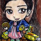 Strangest Things Eleven El Japanese Anime Art Original Sketch Card ACEO  PSC 1/1 by Maia
