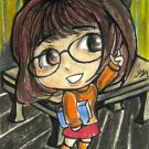 Scooby-Doo Velma Japanese Anime Art Original Sketch Card Drawing ACEO PSC 1/1 by Maia