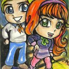 Scooby-Doo Fred & Daphne Japanese  Anime Art Original Sketch Card Drawing ACEO PSC 1/1 by Maia