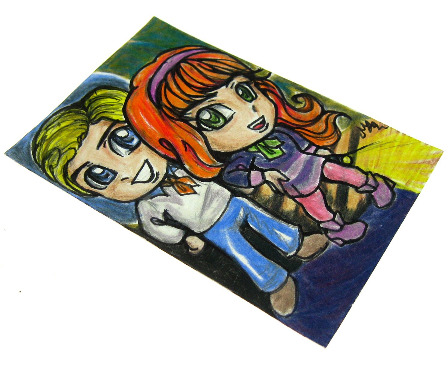 ScoobyDoo Fred & Daphne Japanese Anime Art Original Sketch Card
