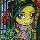Monster High Jinafire Long Japanese Anime Original Sketch Card Drawing ACEO PSC 1/1 by Maia