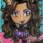 Monster High Clawdeen Wolf Werewolf Japanese Anime Original Sketch Card Drawing ACEO PSC 1/1 by Maia