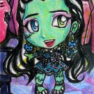 Monster High Frankie Stein Frankenstein Anime Original Sketch Card Drawing ACEO PSC 1/1 Maia