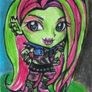 Monster High Venus McFlytrap Japanese Anime Original Sketch Card Drawing ACEO PSC 1/1 by Maia