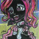 Monster High Catty Noir Werecat Japanese Anime Original Sketch Card Drawing ACEO PSC 1/1 by Maia