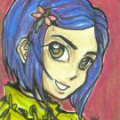 Disney Coraline Jones Original Anime Art Sketch Card Drawing ACEO PSC 1/1 by Maia
