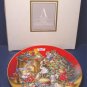 1992 Sharing Christmas with Friends Avon porcelain china plate 22K gold trim animals, tree, box