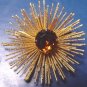 Sarah Coventry Golden Mum brooch amber rhinestones pin and earrings 1130SCA