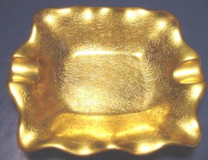 Pickard china painted floral pattern gold overlay porcelain dish ash tray ashtray bowl