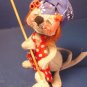 Annalee Mobilitee cloth mouse doll with mop bandana curlers 1971 label tag