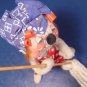 Annalee Mobilitee cloth mouse doll with mop bandana curlers 1971 label tag