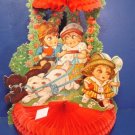 German Valentine die cut vintage big eyed children 3-D honeycomb Germany large greeting card