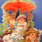 German Valentine die cut vintage big eyed children 3-D honeycomb Germany large greeting card