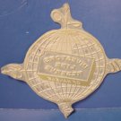 Brass metal world globe art deco printing plate vintage Investors Life Reserve Kansas printers type