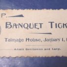 Knights of Pythias K. of P. antique banquet ticket fraternal Masonic Masons FCB 1895 Talmage House