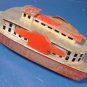 Tin Litho toy boat vintage river paddle wheel steam candle powered metal ship 1940s 1950s 9.5 inch