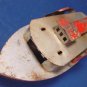 Tin Litho toy boat vintage river paddle wheel steam candle powered metal ship 1940s 1950s 9.5 inch