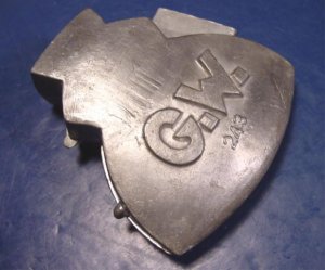 Antique pewter ice cream mold G.W. hatchet figural 243 George Washington metal kitchen mould hinged