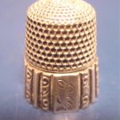 Simons Brothers sterling silver vintage sewing thimble #2 decorative scroll panels initials