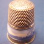 Sterling silver vintage sewing thimble 935 blue white enamel windmill enameled windmills