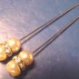 Pair vintage faux pearl two hat pins clear crystal rhinestones simulated pearls rhinestone