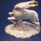 Royal Dux deer figurine Czechoslovakia Bohemia porcelain gold white fine china figure 606