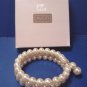 Avon Pearlustre Wrap bracelet 1986 vintage faux pearls cream ivory on stretchable wire, box