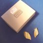 Textured Leaf Avon vintage 1986 pierced earrings goldtone metal with box