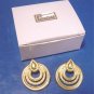 Avon Stylish Hoop pierced earrings vintage 1988 open hoops teardrops goldtone metal, box