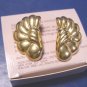 Avon 1988 Stylized Swirl vintage pierced earrings goldtone gold-color metal with box