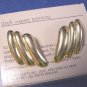 Vintage 1987 Avon Sleek Waves pierced earrings goldtone gold-color metal, with box