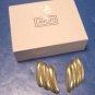 Vintage 1987 Avon Sleek Waves pierced earrings goldtone gold-color metal, with box