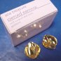 Vintage Sea Treasures Avon 1988 pierced earrings goldtone gold-color metal, with box