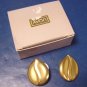 Satin Swirl pierced earrings vintage Avon 1987 goldtone gold color metal with box