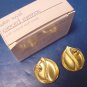 Satin Swirl pierced earrings vintage Avon 1987 goldtone gold color metal with box