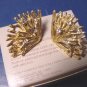 Avon Rhinestone Fan 1989 vintage clip on earrings goldtone metal crystal clear rhinestones, box