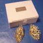 Avon Rhinestone Fan 1989 vintage clip on earrings goldtone metal crystal clear rhinestones, box
