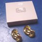 Golden Sculpture Avon pierced earrings vintage 1986 goldtone gold color metal with box