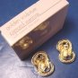 Golden Sculpture Avon pierced earrings vintage 1986 goldtone gold color metal with box