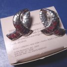 Silvertone Hammered Loop silver color metal loops Avon vintage 1989 pierced earrings with box
