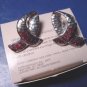 Silvertone Hammered Loop silver color metal loops Avon vintage 1989 pierced earrings with box