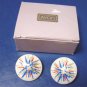 Vintage Fireworks Avon 1988 pierced earrings blue red gold color bursts, white cream plastic, box