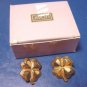 Lucky Four Leaf Clover Avon vintage 1988 pierced earrings heart shamrock goldtone metal 4-leaf