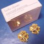 Lucky Four Leaf Clover Avon vintage 1988 pierced earrings heart shamrock goldtone metal 4-leaf